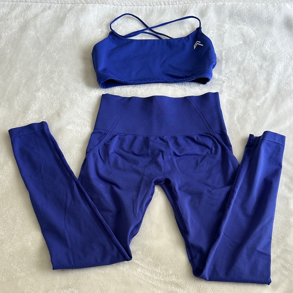 Oner Active Royal Blue High-Waist Leggings & Sports Bra Set